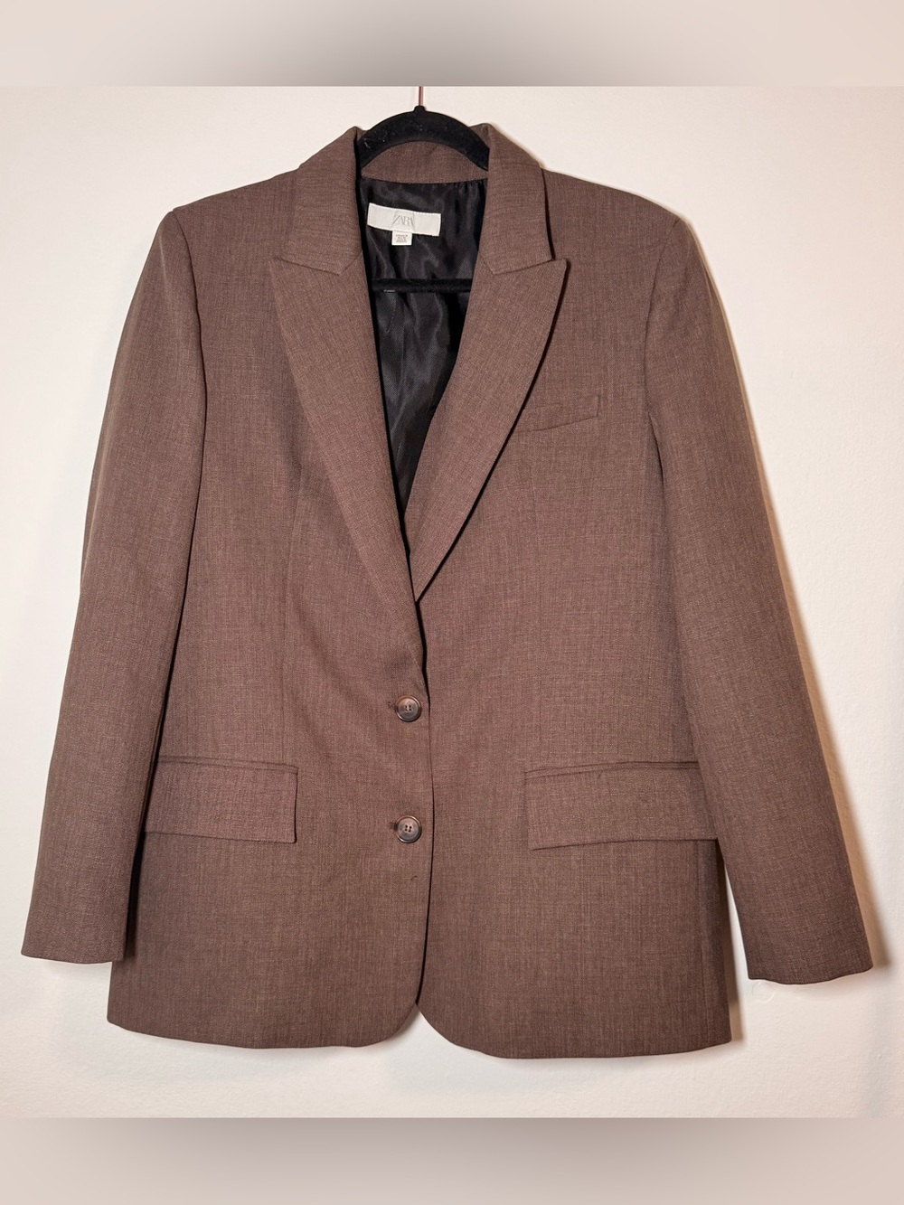Zara Women’s Black Single-Breasted Two-Button Blazer M Medium